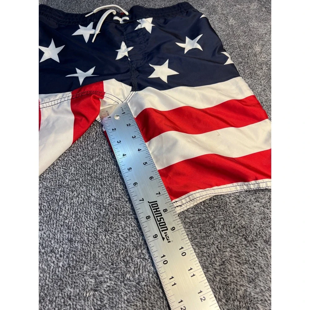 Old Navy Boys XL 14-16 American Flag Swim Trunks Stars and Stripes Board Shorts